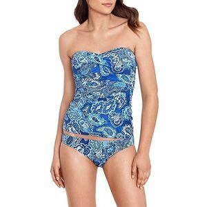 NWT Lauren Ralph Lauren Swim Blue Bandana Paisley Ring Hipster Bikini Bottom, 16